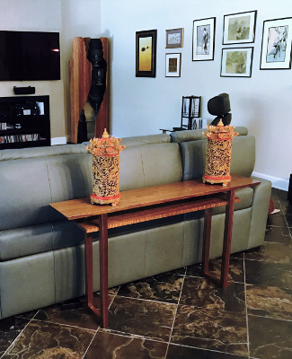 Solid Walnut Sofa Console Table- custom table for behind the couch, console table as room divider - Handmade Wood Furniture